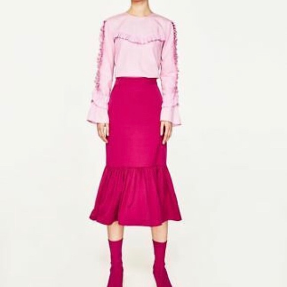 Zara pink ruffle hem skirt size XS - Picture 3 of 3